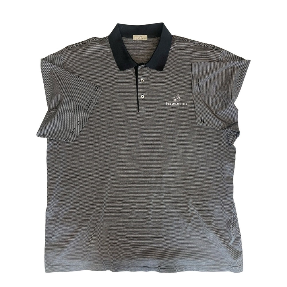 Pelican Hill Platinum Collection Marbas Mens XXL Polo Shirt Black White Stripe